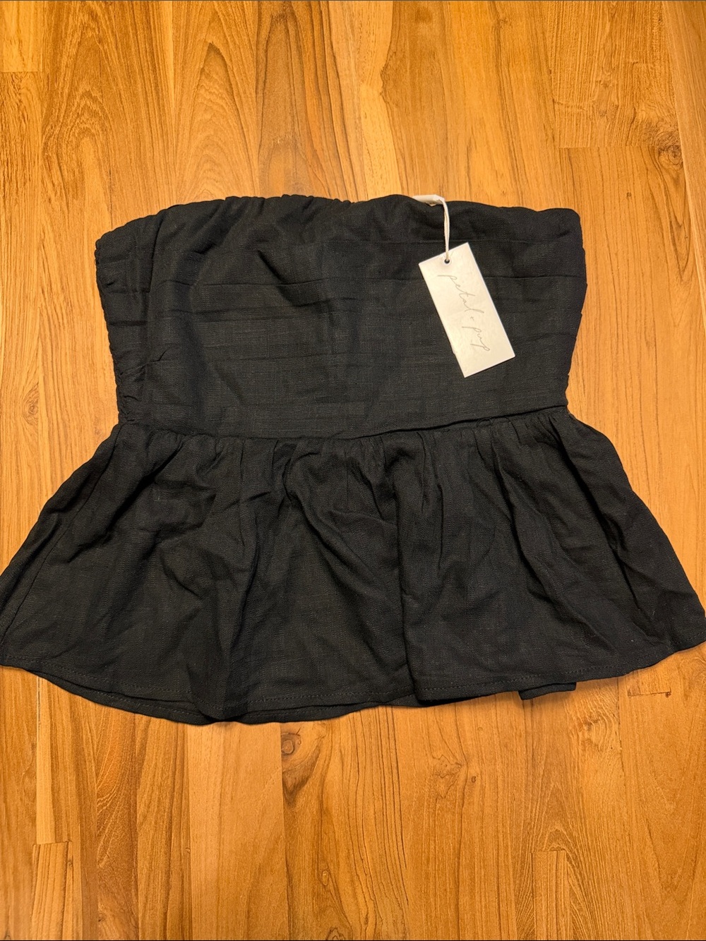 Petal & Pup Strapless Black Peplum Dress